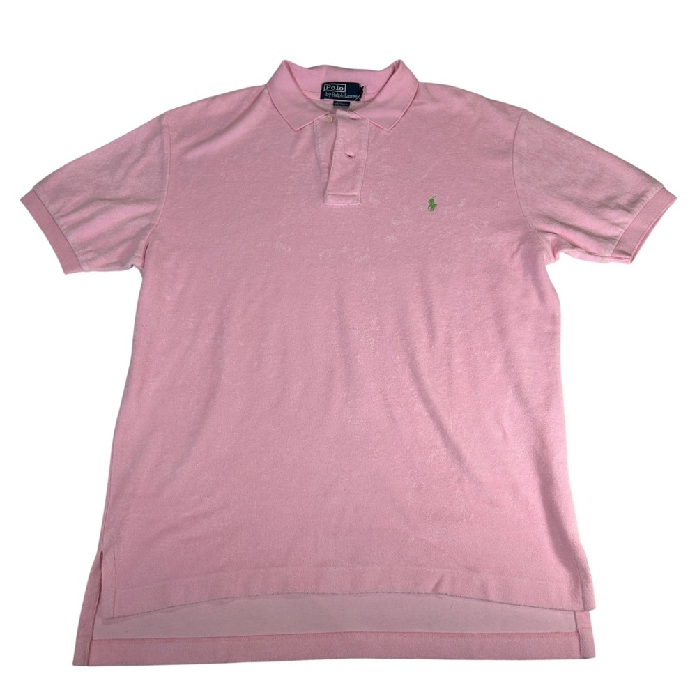 Polo Ralph Lauren Mens Pink Terry Cloth Polo Shirt Large NWT 0494372 Classics 1
